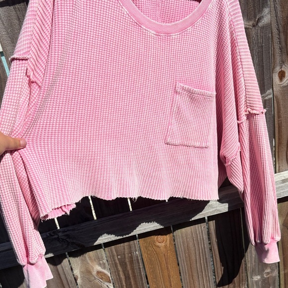 Altar’D State Pink Waffle Knit Crop Top - Picture 2 of 4